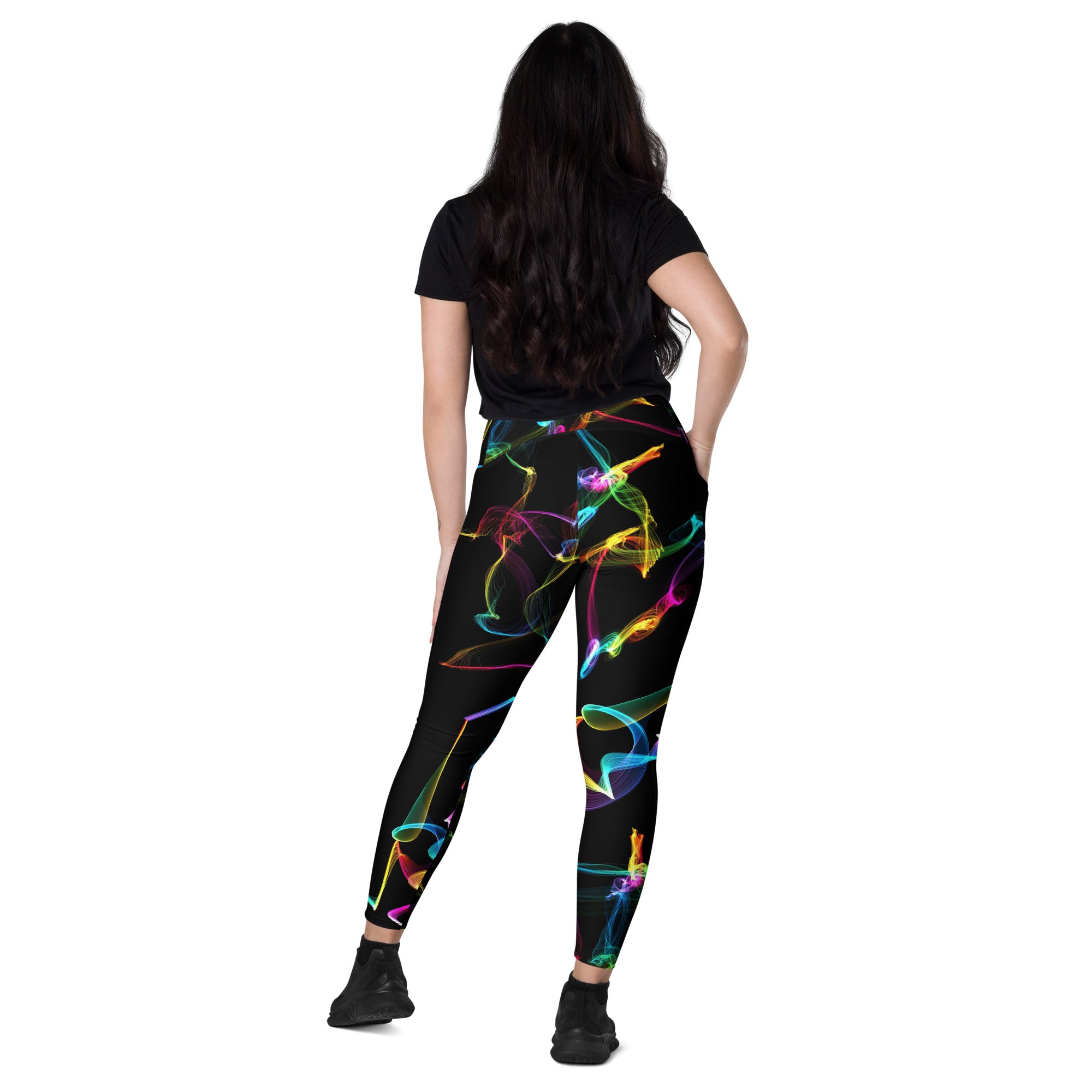 Black Gym Leggings with Pockets. Streetwear or Workout or Dance Leggings. Yoga Pants. WickedYo.